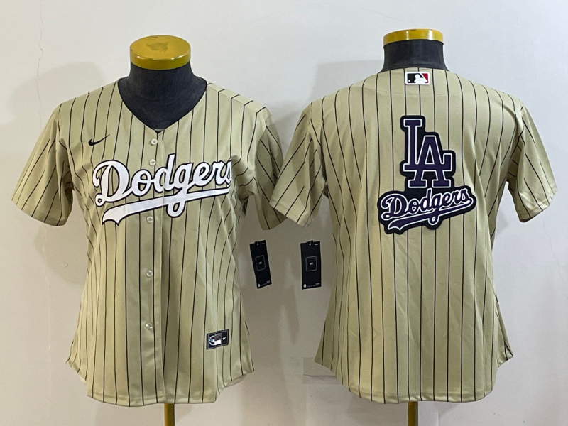 Youth Los Angeles Dodgers Cream Team Big Logo Stitched Baseball Jersey